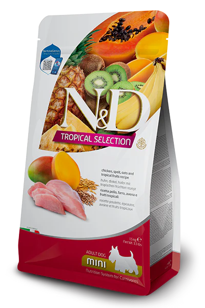 Farmina N&D Tropical Selection Chicken, Spelt, Oats & Tropical Fruits Adult Mini Dog Dry Food - Image 2