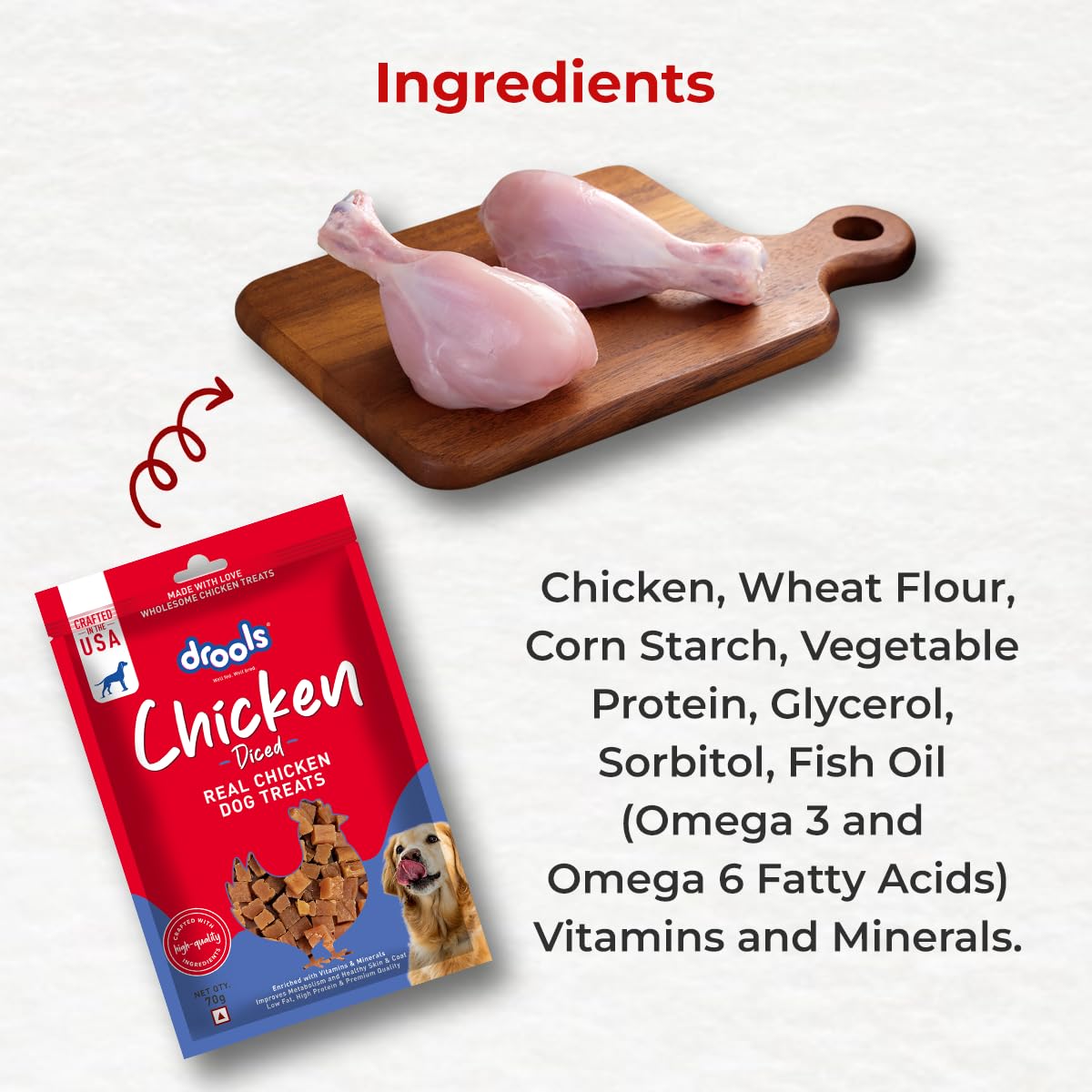 Drools Chicken Diced Dog Treats, 70g - Image 6