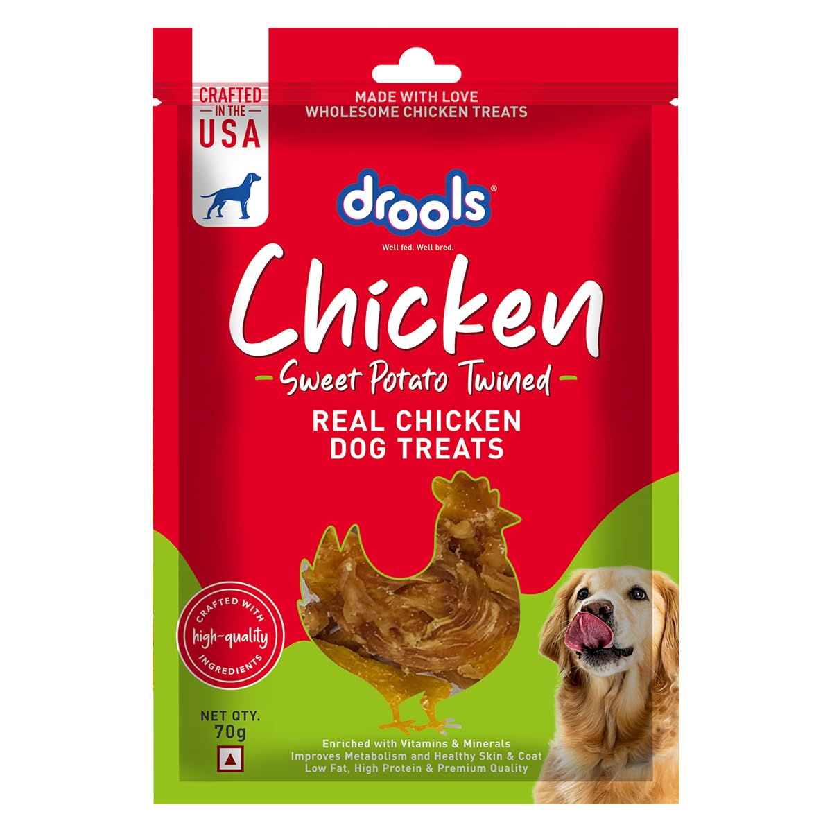 Drools Sweet Potato Twined Real Chicken Dog Treats, 70g