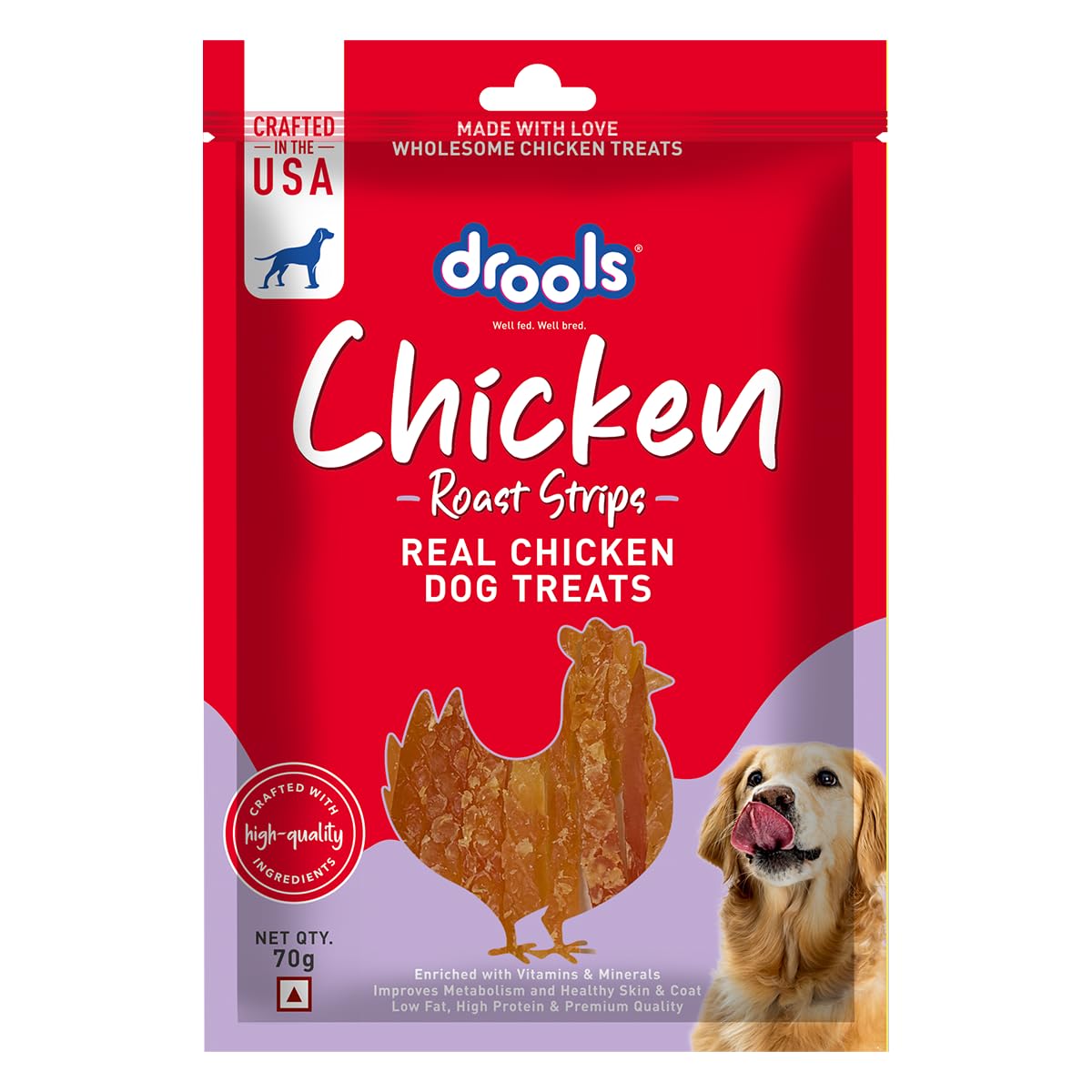 Drools Chicken Roast Strips Dog Treats, 70g
