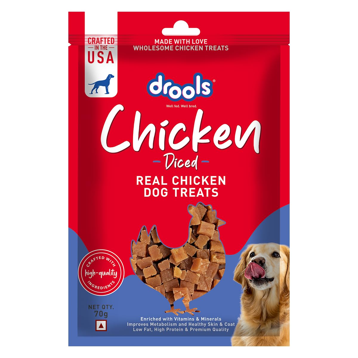Drools Chicken Diced Dog Treats, 70g