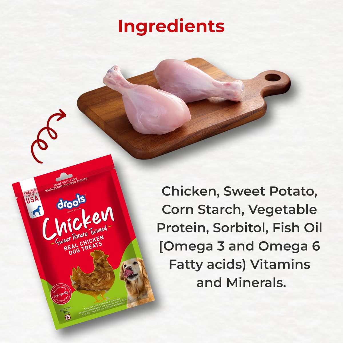 Drools Sweet Potato Twined Real Chicken Dog Treats, 70g - Image 6