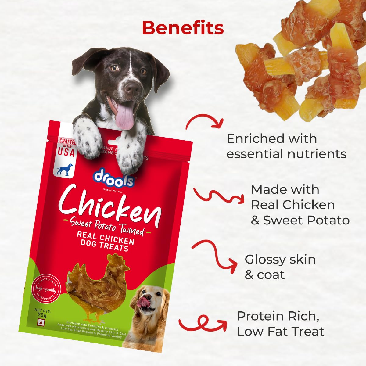 Drools Sweet Potato Twined Real Chicken Dog Treats, 70g - Image 5