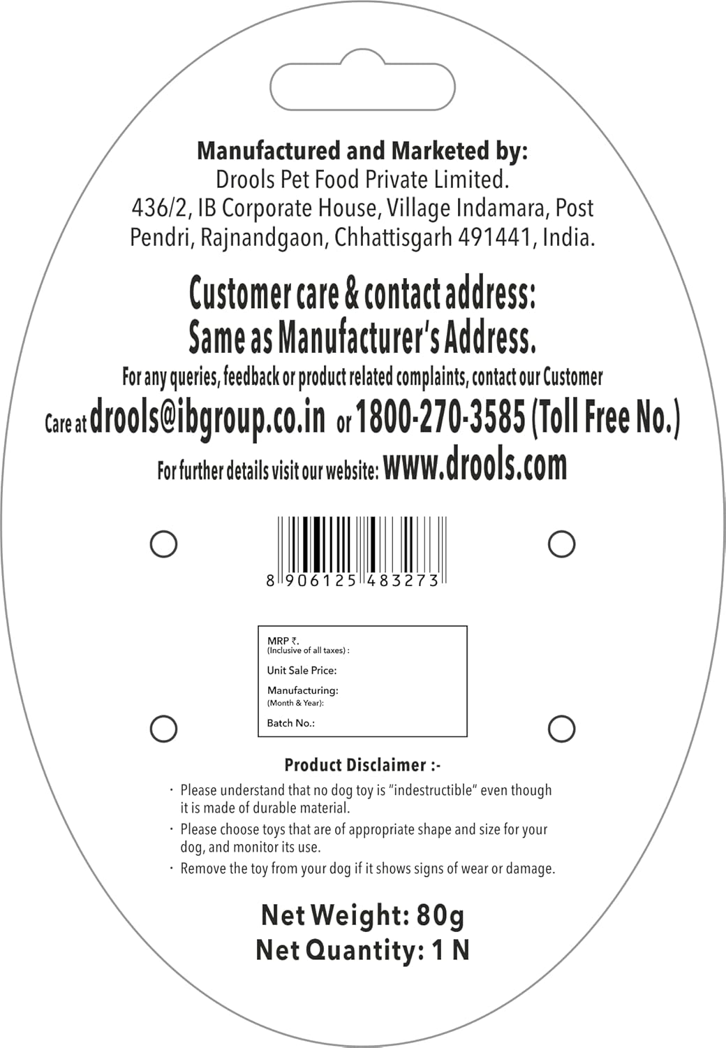 Drools Dog Non-Toxic Rubber Toy for Dogs, Spike Bone - Image 2