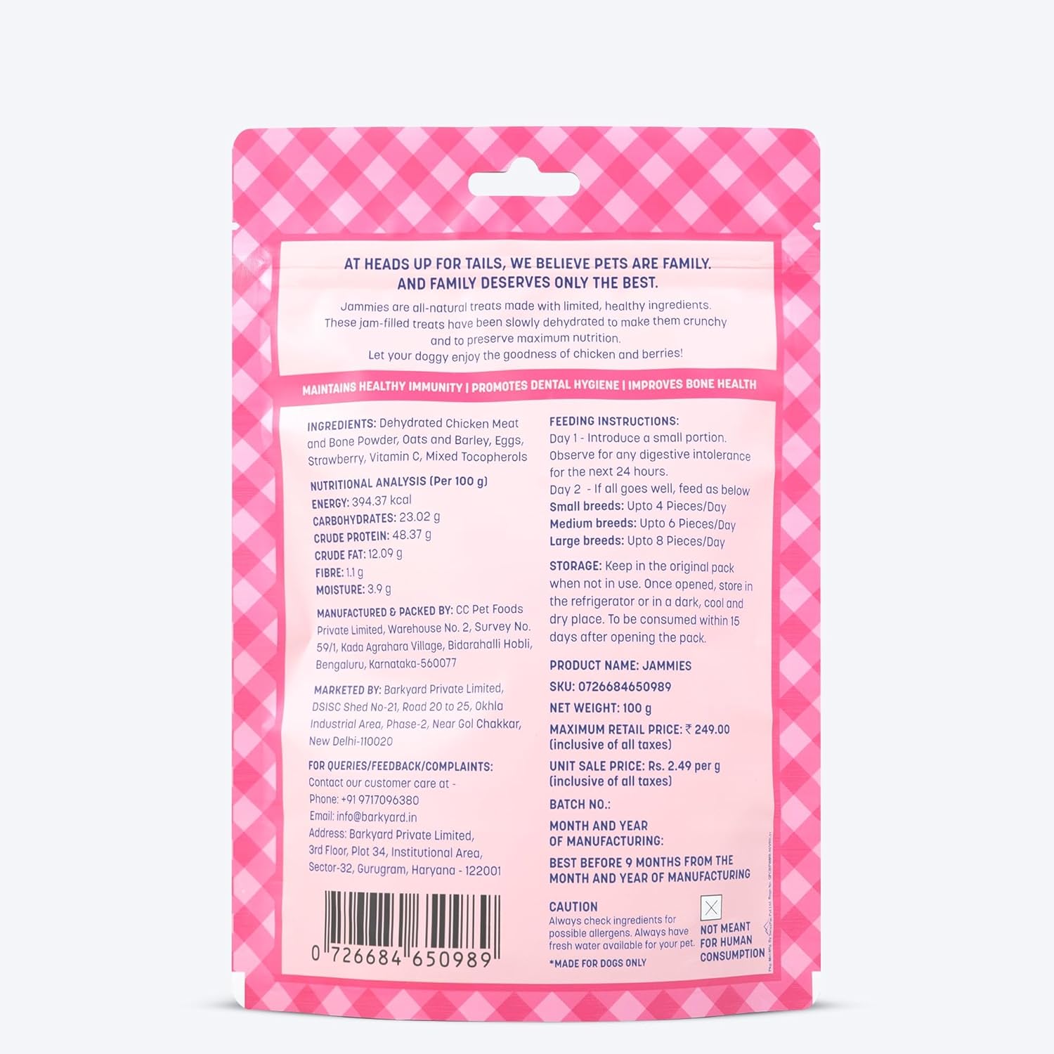 HUFT Jammies with Real Chicken Filled with Strawberry Jam Dog Treats - Image 2