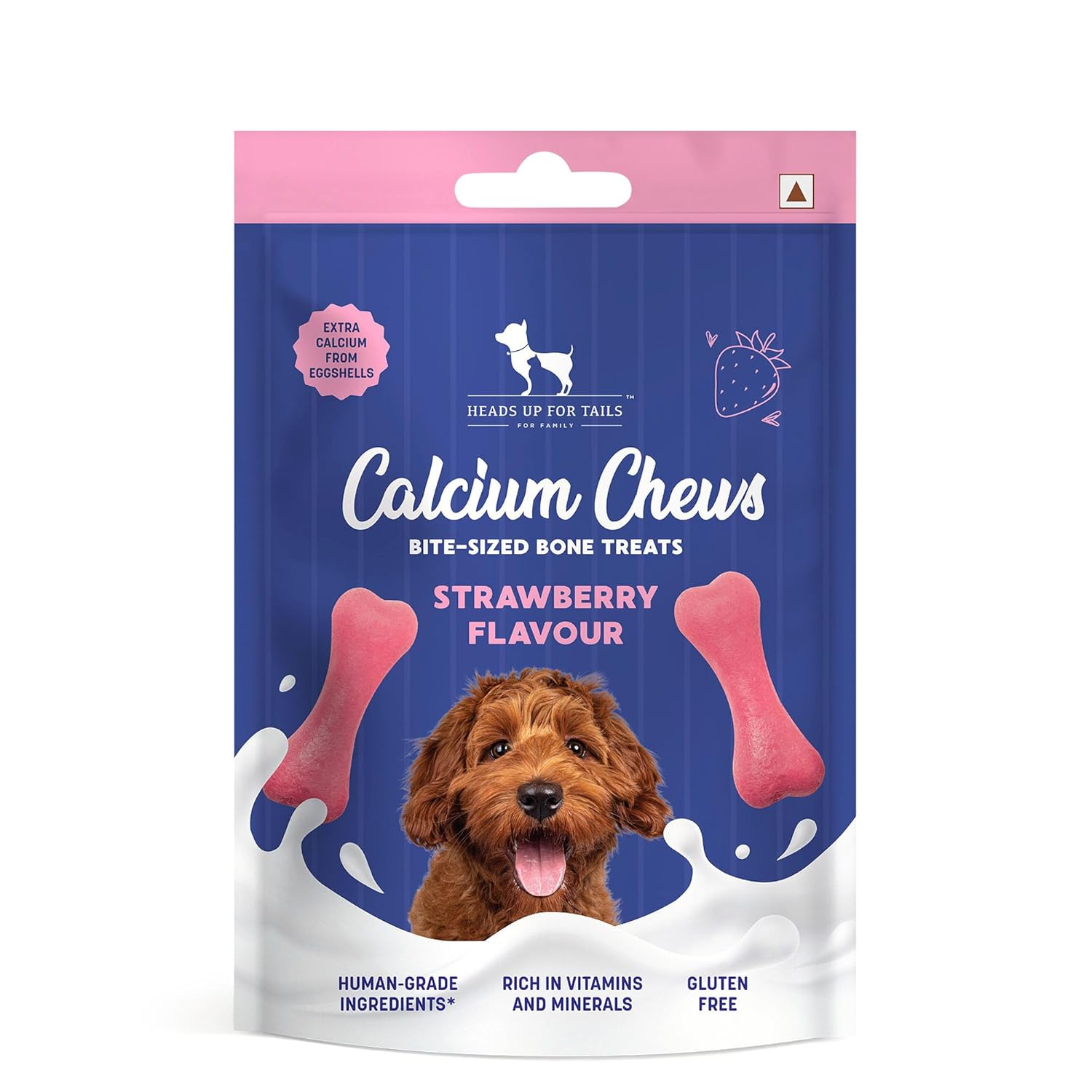 HUFT Calcium Chews Bite-Sized Bone Treats For Dog - Strawberry Flavour