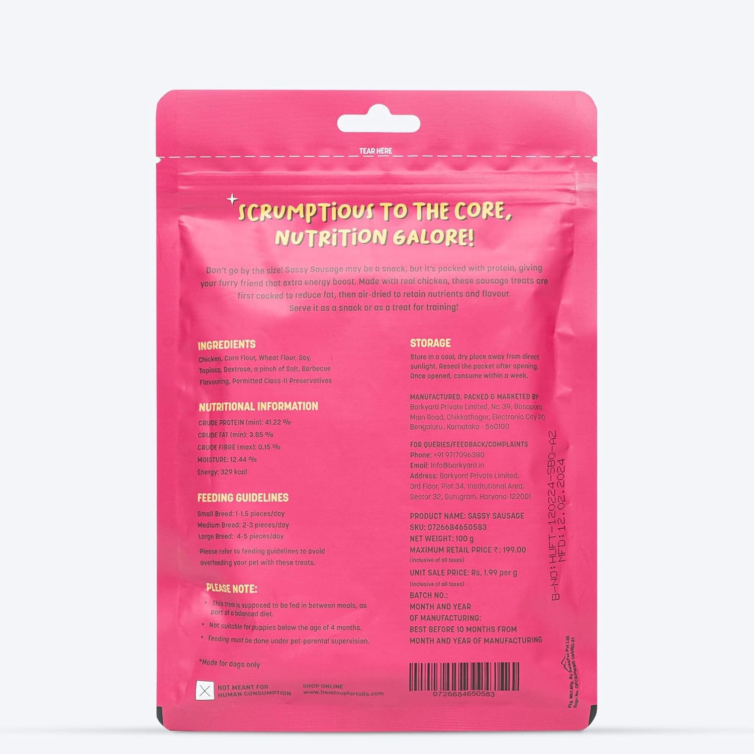 HUFT Sassy Sausage BBQ Air-Dried Dog Treats - Real Chicken - 100 gm - Image 5