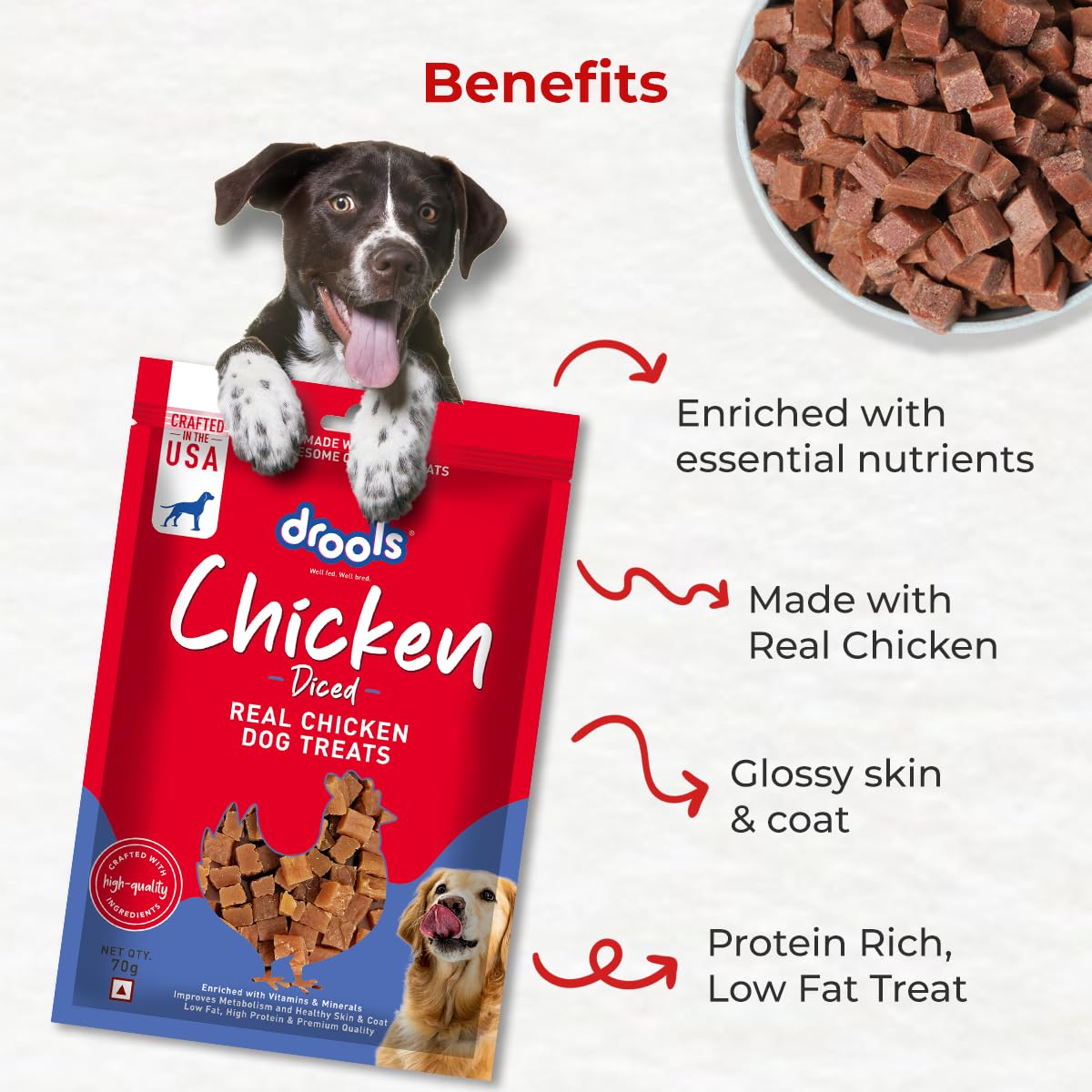 Drools Chicken Diced Dog Treats, 70g - Image 4