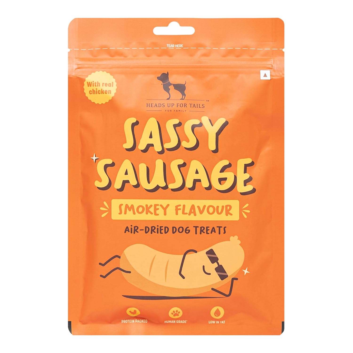 HUFT Sassy Sausage Smokey Air-Dried Dog Treats - Real Chicken - 100gm