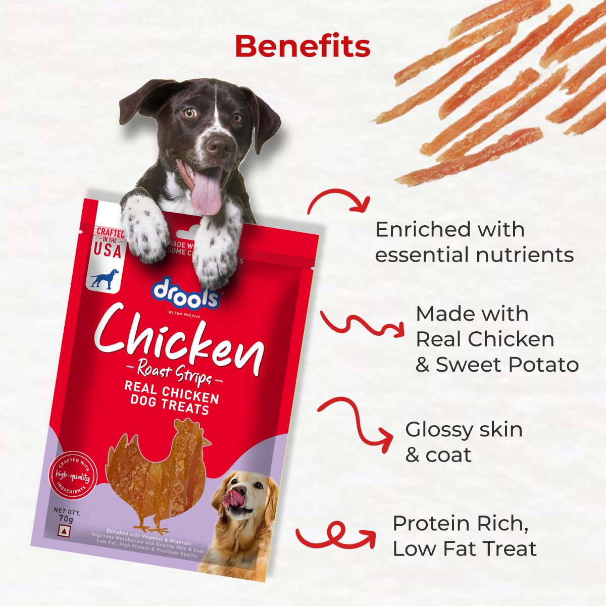 Drools Chicken Roast Strips Dog Treats, 70g - Image 4