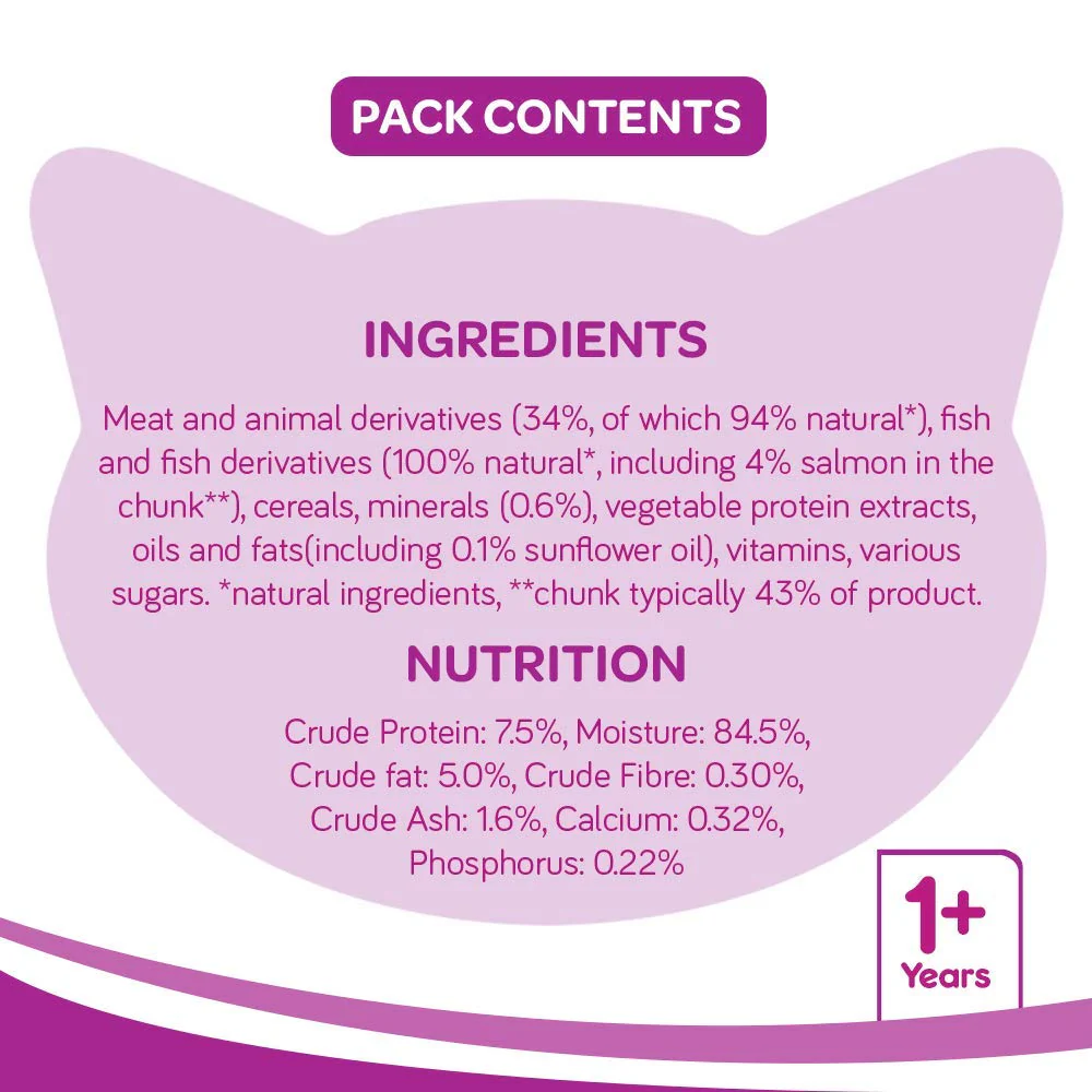 Whiskas Salmon in Gravy Adult Wet Cat Food (+1 year) - 80gm - Image 5