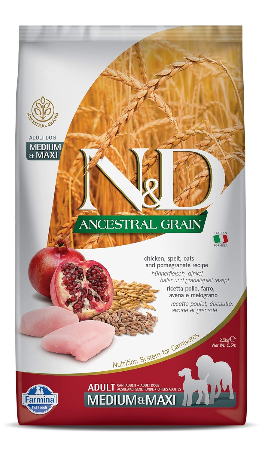 Farmina N&D Chicken & Pomegranate Ancestral Grain Selection Adult Medium Maxi Dog Dry Food