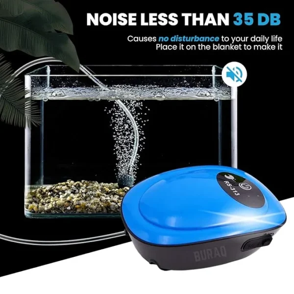 BURAQ Pets USB Rechargeable Ultra Silent Aquarium Air Pump 3