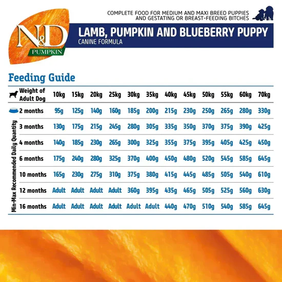 Farmina N& D Grain Free Pumpkin Lamb & Blueberry Medium & Maxi Breed Puppy Dry Food - Image 3