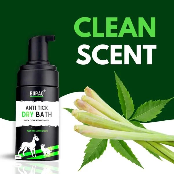 Buraq anti-tick dry bath neem lemon grass 100 ml 4