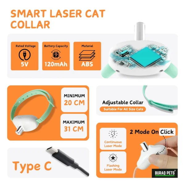 Buraq hands-free cat laser collar with 2 working modes 5