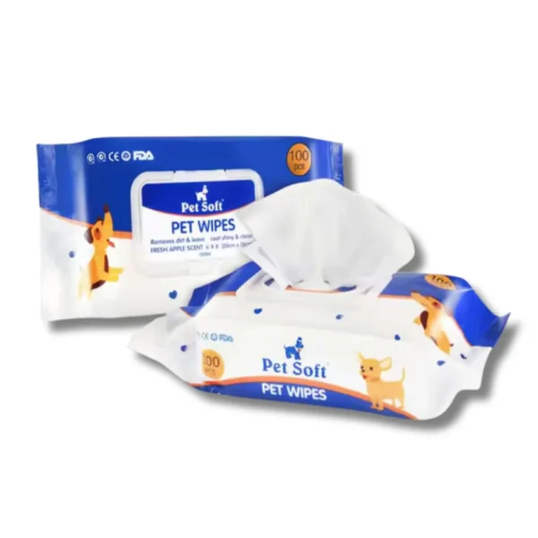 Buraq pets anti-bacterial 100 pcs pet wipes fresh apple scent 20x15 cm 2