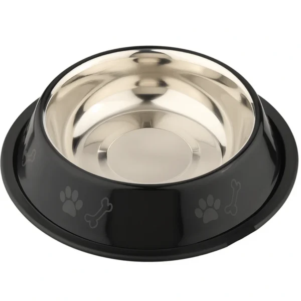Buraq printed stainless steel pet feeding bowl black