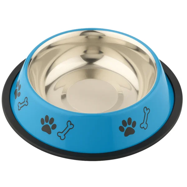 Buraq printed stainless steel pet feeding bowl blue