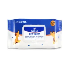 Buraq pets anti-bacterial 100 pcs pet wipes fresh apple scent 20x15 cm 2