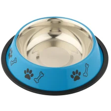 Buraq printed stainless steel pet feeding bowl blue