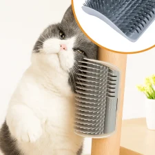 Self grooming cat brush wall mounted corner groomer
